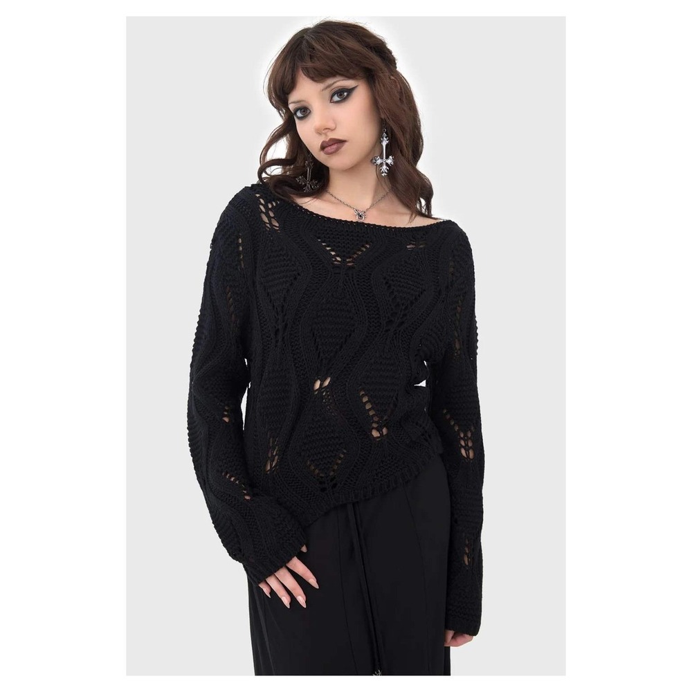 Killstar nebula riot black‎ knit sweater size small
